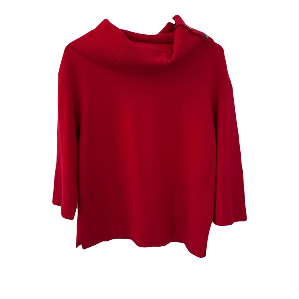 Jones New York Cashmere Cowl Neck Sweater, Red, Petite M, small hole